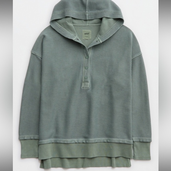 NWOT Aerie Textured Henley Hoodie - Picture 1 of 5